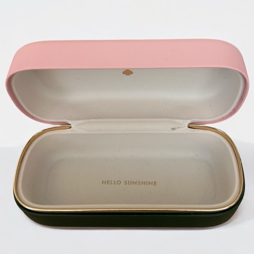 Kate Spade Pink Green Hardshell Sunglass Eyeglass Case Hello Sunshine